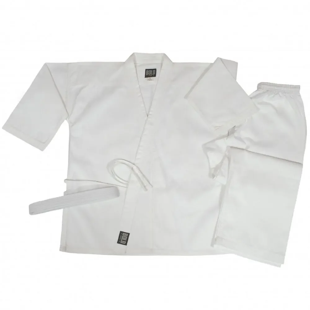 NWT Bold Look Karate Gi 7.5OZ MIDDLEWEIGHT TRADITIONAL SETS Size 00 White New